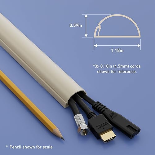Miniatura 3 de D-Line Ocultador de cables de TV, 2 cubiertas semicirculares, pared, bisagra de una pieza, autoadhesivo, 2 de 1.18 de ancho x 0.59 de alto x 15.7