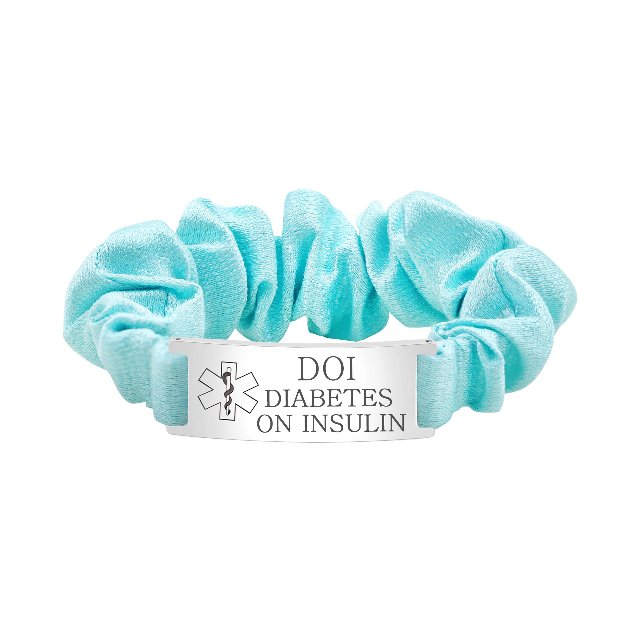 Oneress Diabetes on Insulin Bracelet, Custom Emergency ID Medical Band, Stretchable Hair Band Bracelet, Minimalist Emergency Medical Jewelry for Women YA5426-Diabetes