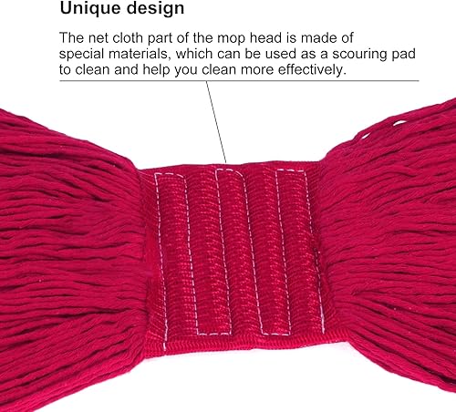 Miniatura 9 de Cabezal de trapeador de limpieza industrial húmedo de alta resistencia, repuesto de cabezal de trapeador de algodón perfecto lavable para limpieza