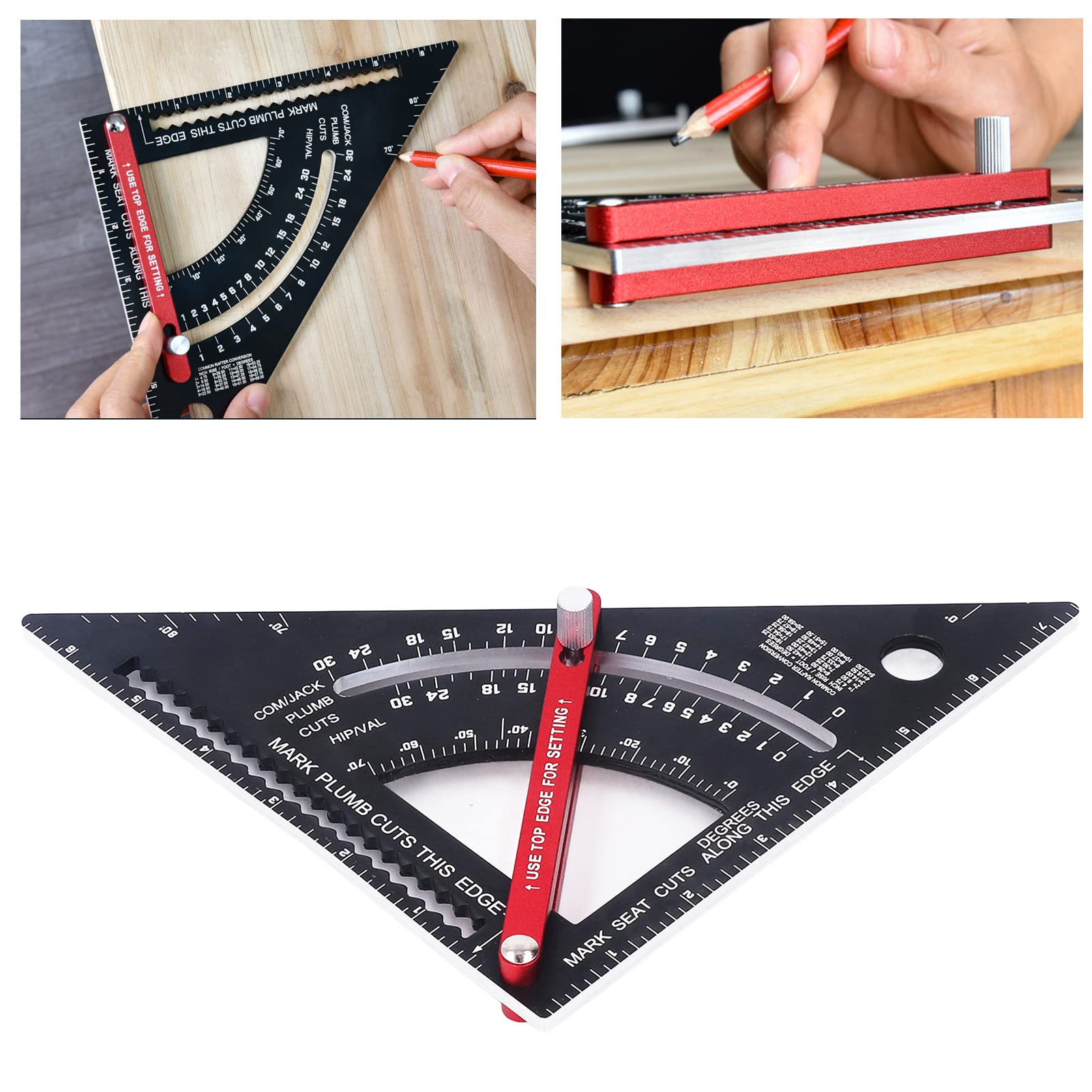 Leapiture Woodworking Triangle Ruler Aluminum Alloy Triangle Ruler with Goniometer Accurate Lightweight for Measure Angles Saw Guides