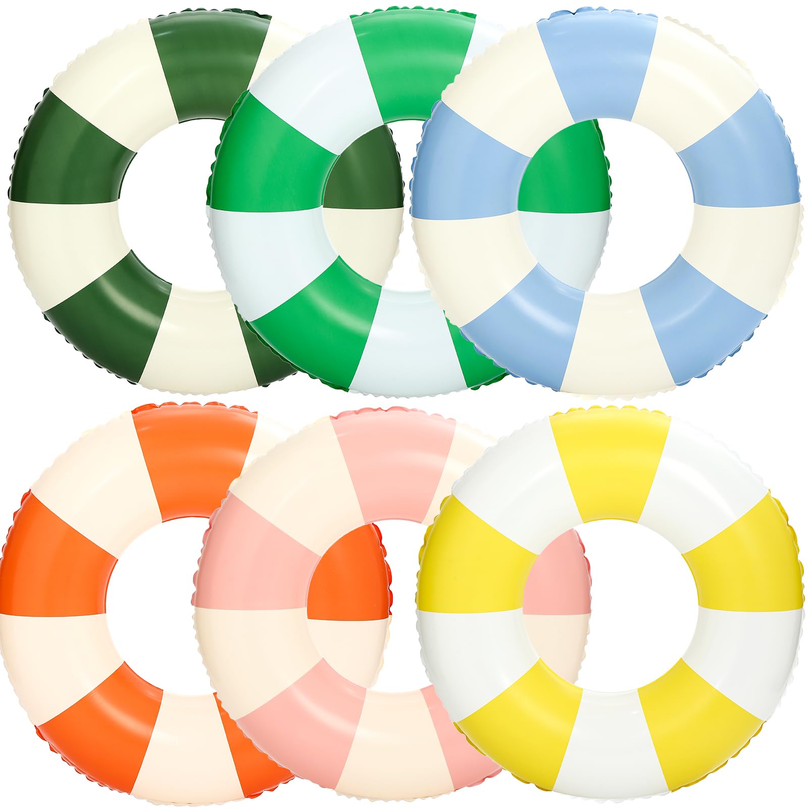 36 inch Inflatable Pool Floats for Adults- 6 Pack Striped Floaties Pool Tubes Swim Rings Inflatable Pool Float for Swimming Pool Party Lake Beach
