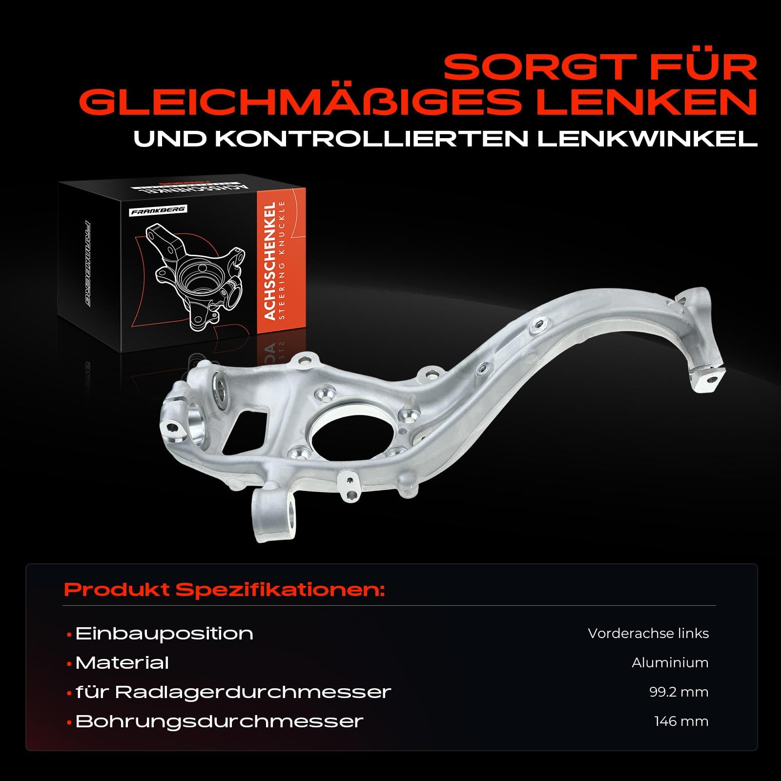 Frankberg Achsschenkel Vorderachse Links Kompatibel mit A4 8W2 8WC 2015-Heute A4 Avant 8W5 8WD 2015-Heute A5 Cabriolet F57 F5E 2016-Heute A5 Sportback F5A F5F 2016-Heute