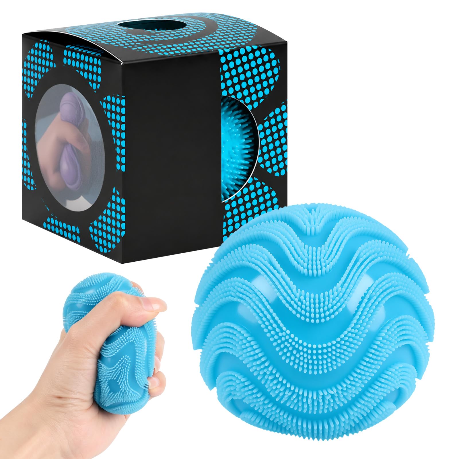 Fuzz Ball Fidget Stress Toy, Soft Sensory Squishy Fuzz Ball, Slow Rising Squishies Squeeze Toy for Anxiety Relief, Portable Handheld Fidget Toy for Adults, Party Bag Fillers & Desk Toy