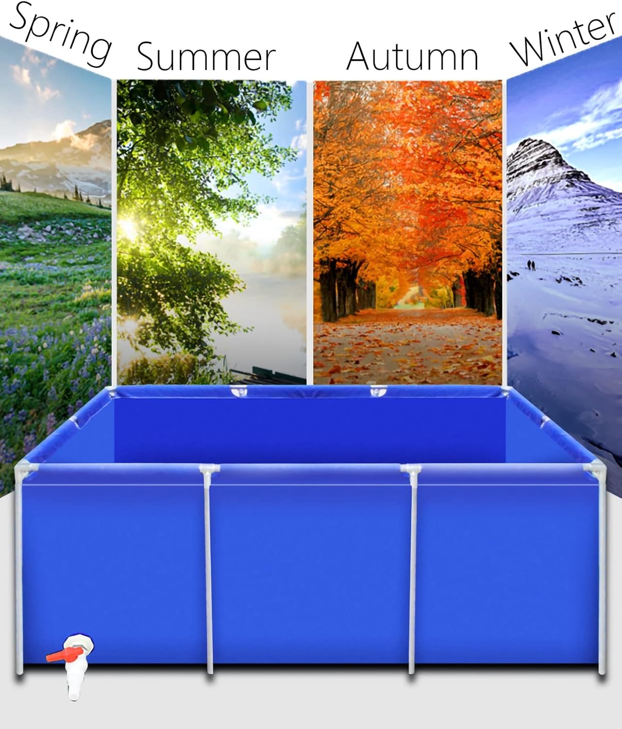 LZMZMQ Albercas para Adultos/Kiddie Pool Small, Rectangular Swimming Pools - for Indoor Outdoor Backyard Swim, Framed Clearance Pools/Above-Ground Pools for Adults(1.5x1x0.7m(4.9x3.2x2.2ft))