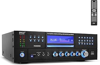 Pyle 4-Channel Wireless Bluetooth Power Amplifier - 1000W Stereo Speaker Home Audio Receiver w/FM Radio, USB, Headphone, 2...
