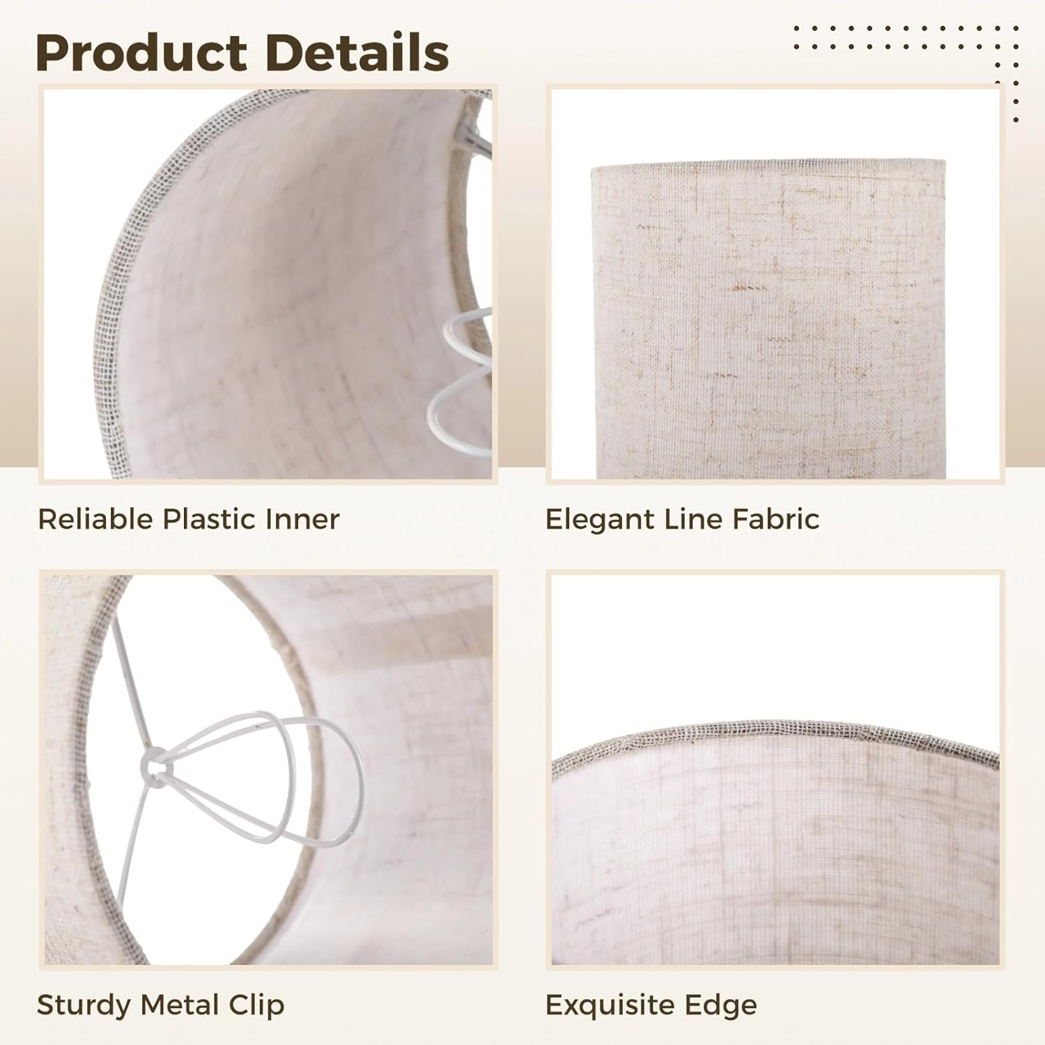 6PCS Chandelier Lamp Shades,Mini Lamp Shades Clip-on Bulbs Fabric Lampshade,Chandelier Replacement Shades for Wall Light,Natural Linen Lamp Shade Set,5" Width X 5.3"Height,Assembly Required