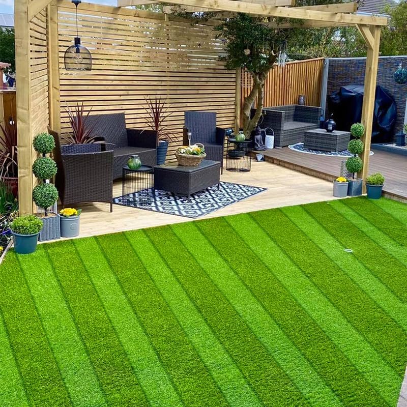 Striped Artificial Grass Turf Indoor Outdoor Rug 6FTX57FT, Fake Grass Runner Attractive Appearance with Drainage Holes, Custom Size for Yard, Sports Area, Schools, Parks, etc