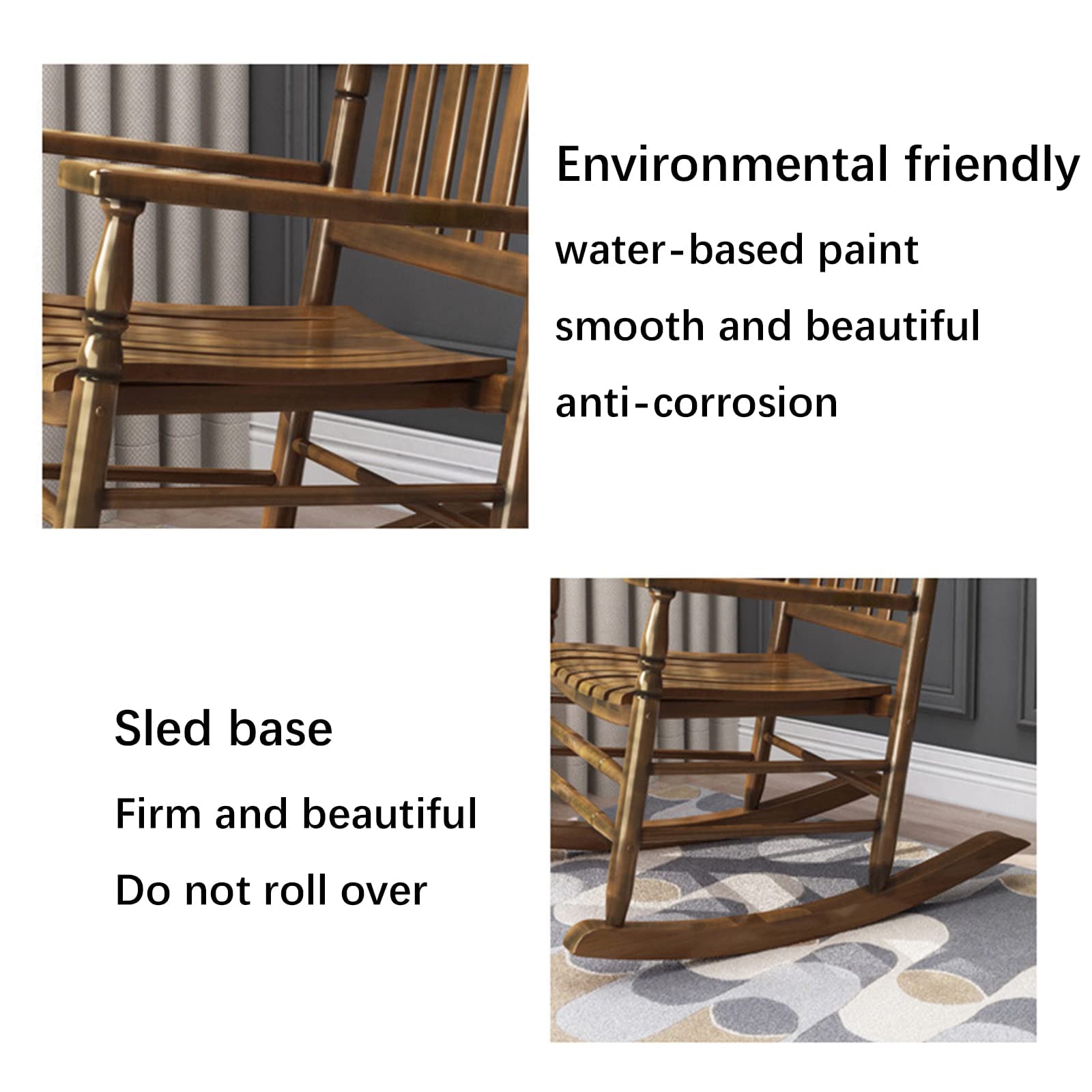 Mecedora clásica de madera con respaldo alto, elegante sillón para sala de estar, dormitorio, patio y terraza, mecedora tradicional relajante en elegante acabado negro