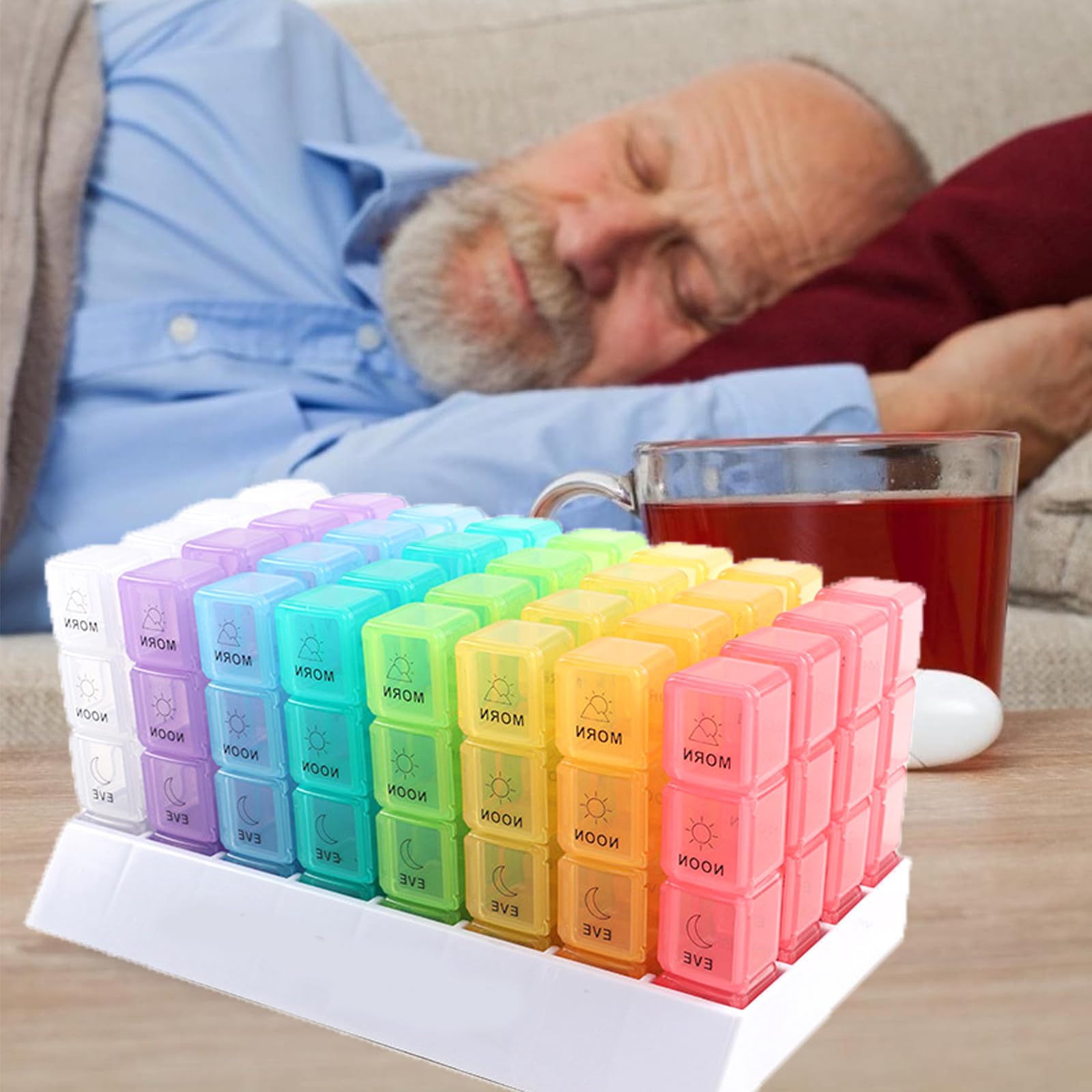 Pilulier Mensuel Matin Midi Soir, Boite de Rangement Medicament, Pilulier D'Un Mois Avec Pilulier Quotidien Amovible de 31 Jours Et Plateau D'Organisation (multicolore, four times a day)