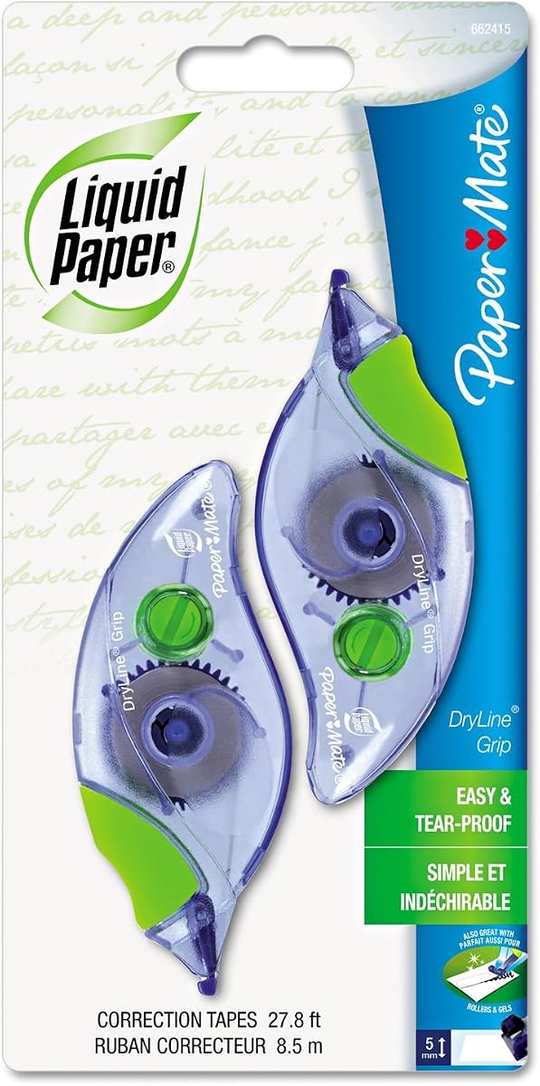 DryLine Grip Correction Tape, 1/5" x 335", 2 pk