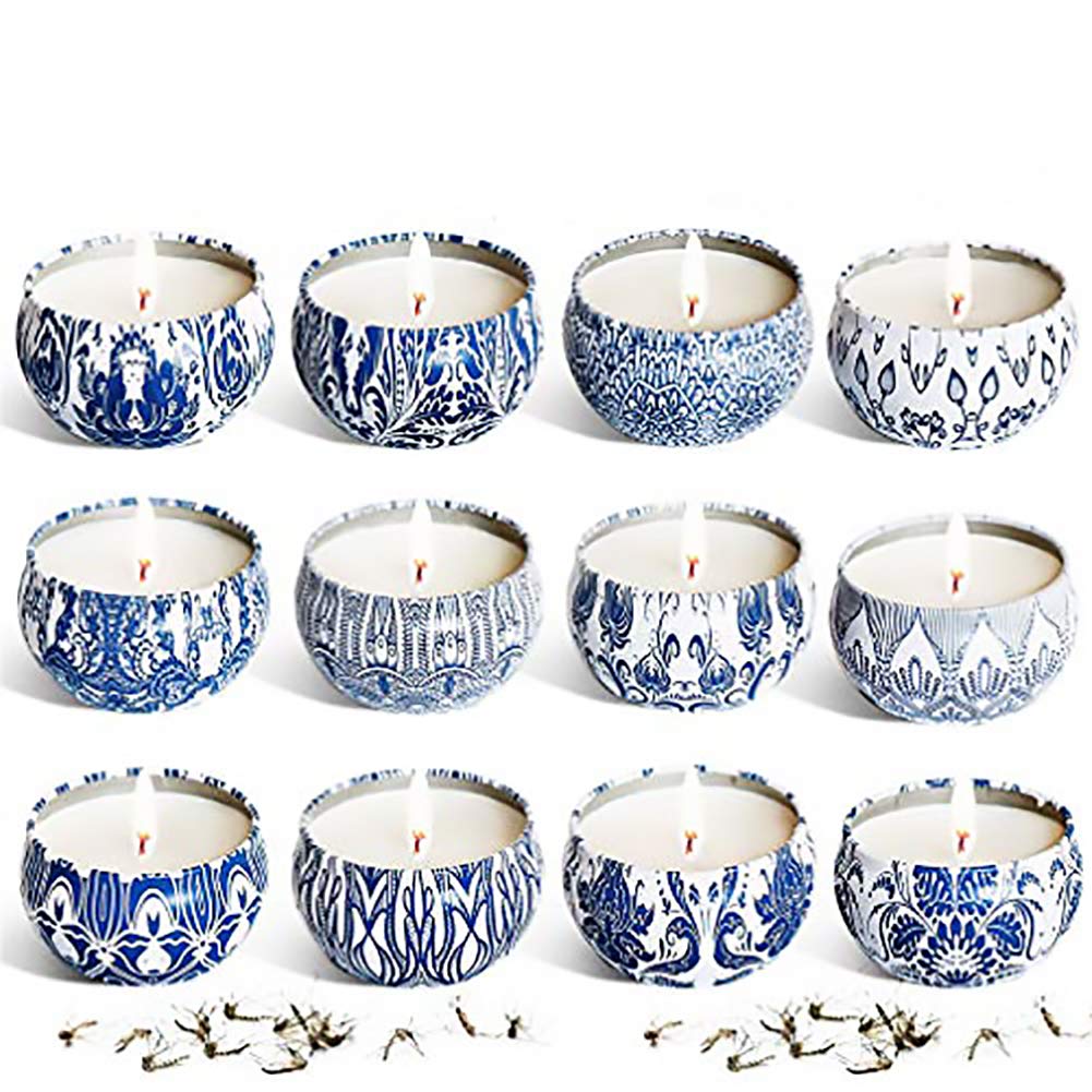 Ulalaza Velas perfumadas Cera de Soja Natural 70 g / 2.5 oz Juego de Velas portátiles de Viaje de estaño para aliviar el estrés y la relajación de aromaterapia