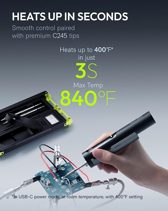 HOTO SNAPBLOQ™ I-A06 Cordless Soldering Iron Kit, 3s Heat, 140W, C245, LCD