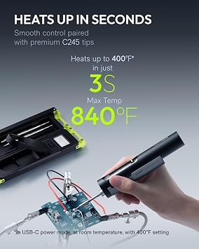 HOTO SNAPBLOQ™ I-A06 Cordless Soldering Iron Kit, 3s Heat, 140W, C245, LCD