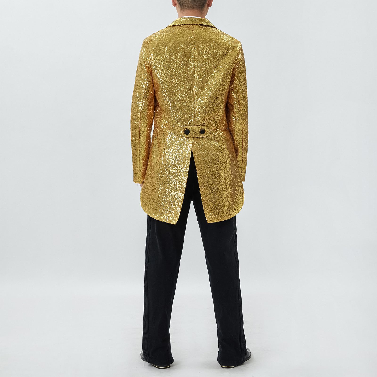Herren-Smokingjacke mit glänzenden Pailletten, Reverskragen, Button-Down-Blazer, Smoking, Party, Club, Hochzeit, Abschlussball, Schwalbenschwanz-Anzug, Frack