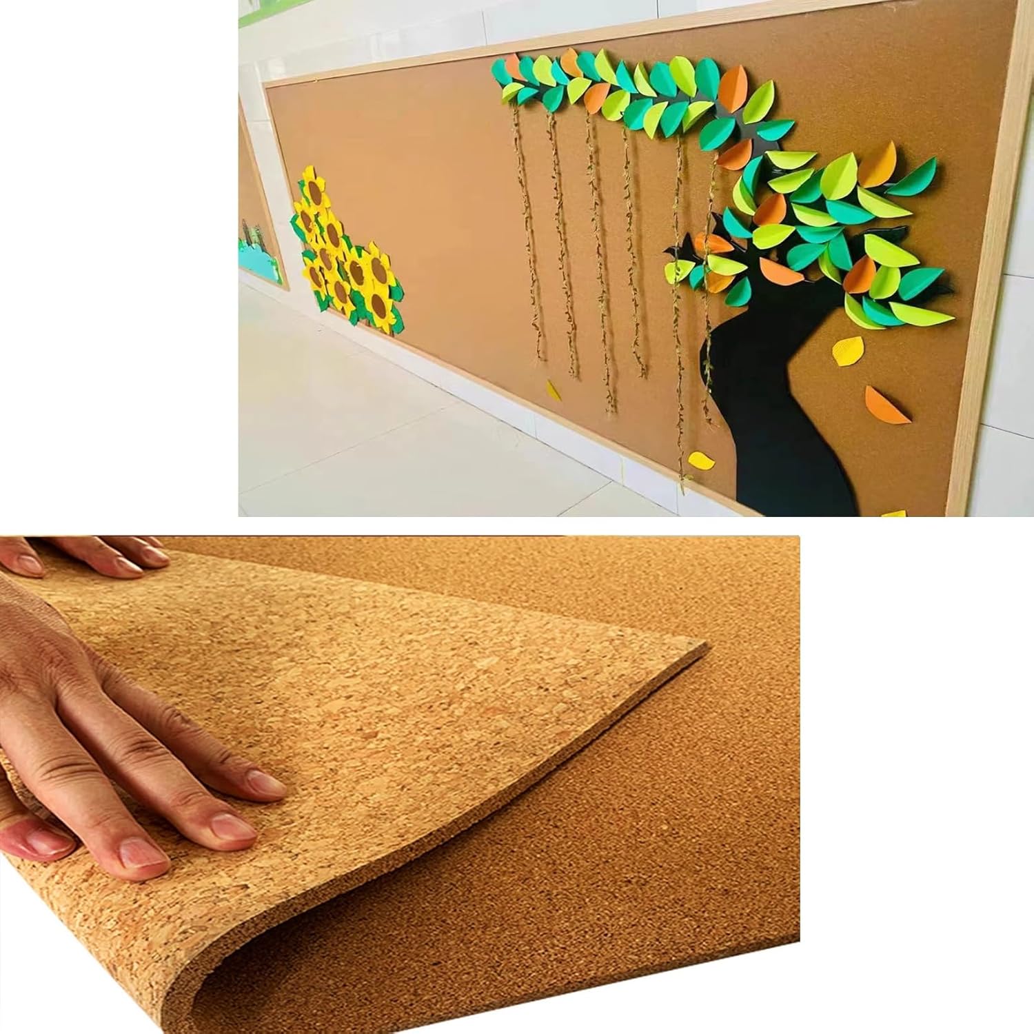Cork Roll, Large Cork Board Roll, High Density Cork Sheet Roll, Drawer Liner, Sound Insulation, 1/3" 1/4" Thick, for Office Home DIY Supplies, Brown(Thick 8mm,1.2mx2m(3.9ftx6.6ft))