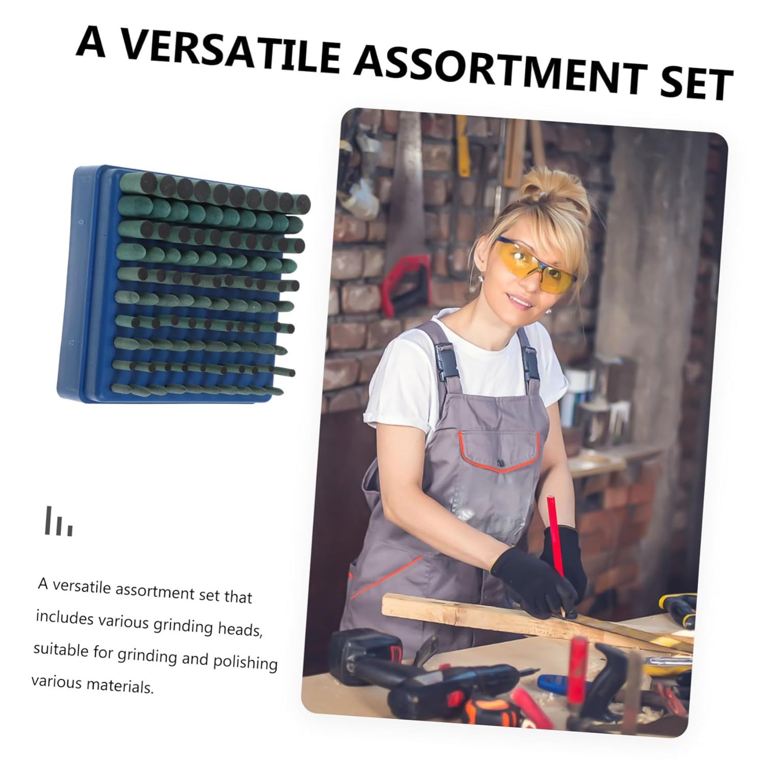 1Set Abrasive Mounted Stone Grinding Bits Rotary Tool Accessories Kit for Efficient Grinding and Polishing Easy to Replace and Compatible