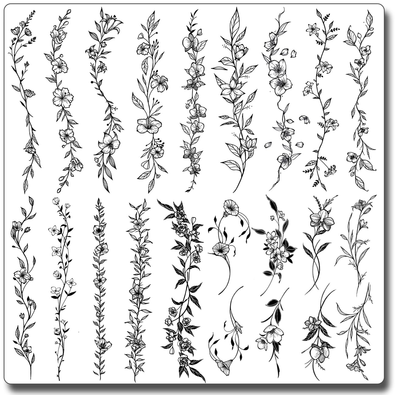 CHARLENT Floral Temporary Tattoos for Women - 49 Pcs