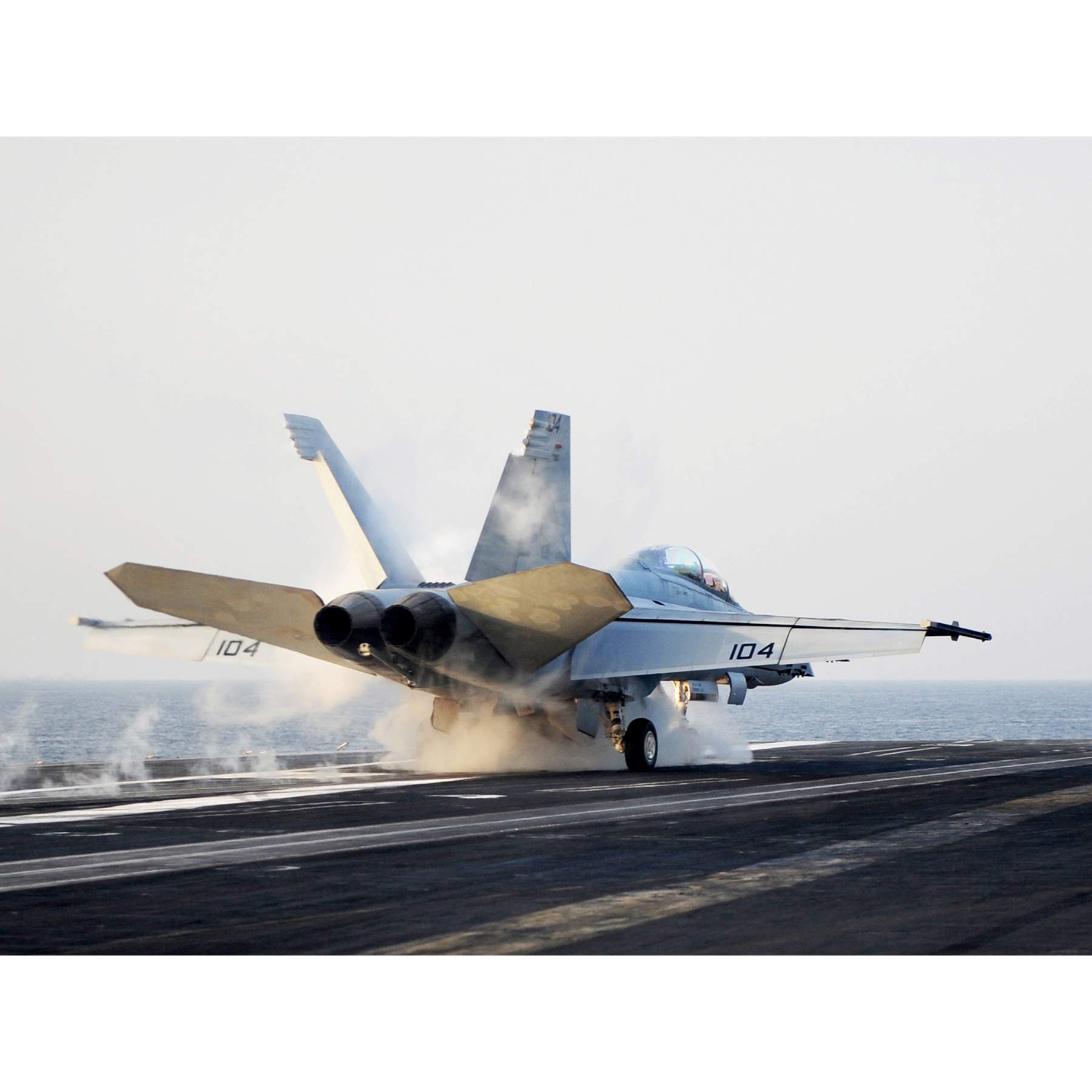 Military USA Navy FA-18F Super Hornet Aircraft Jet Photo Premium Wall Art Canvas Print 18X24 Inch