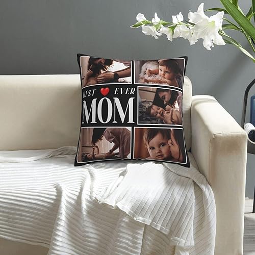 Miniatura 2 de Funda de almohada personalizada para mamá con imagen, funda de almohada personalizada con foto con la mejor mamá del mundo, regalos para el día de