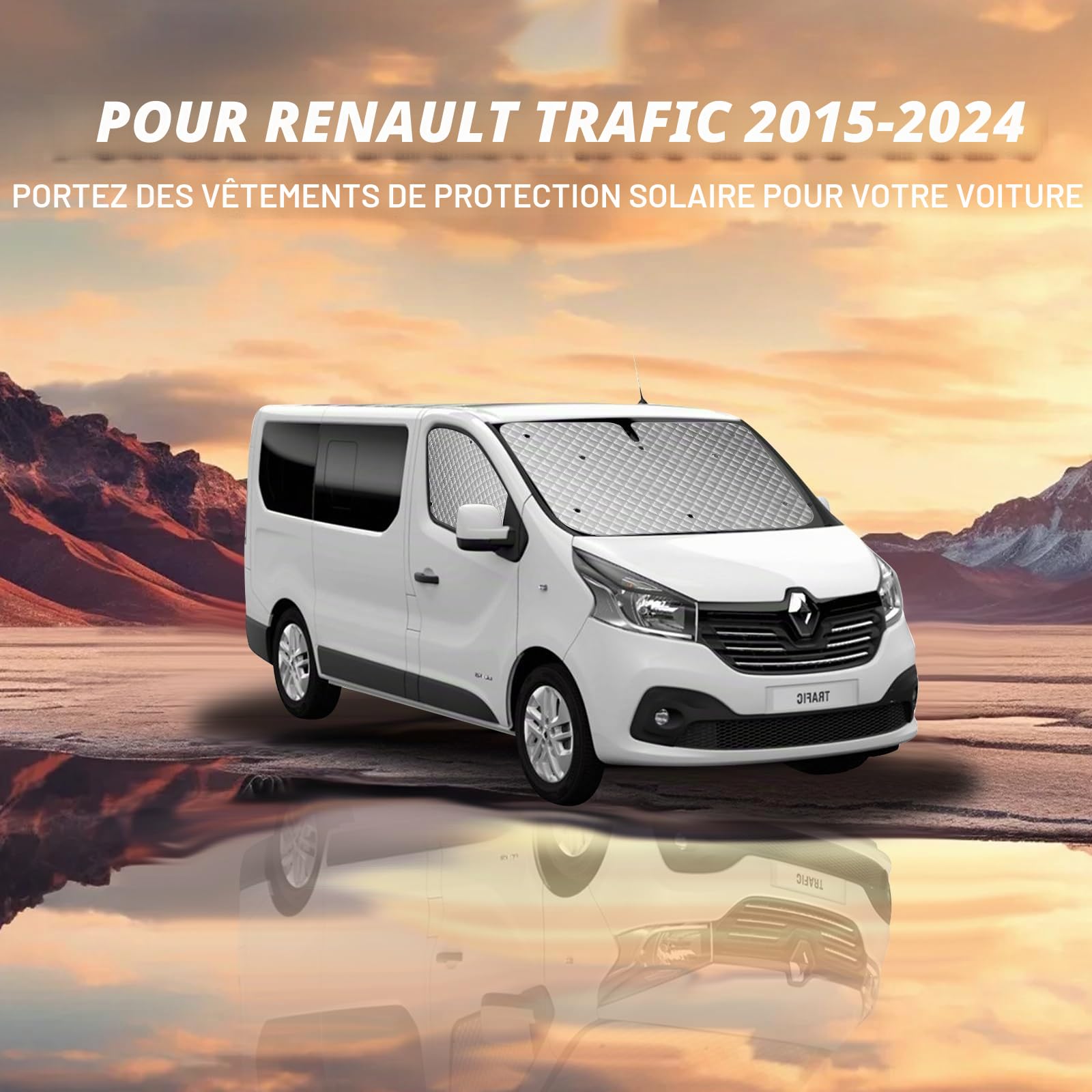 Kit de 3 stores thermiques luxueux pliants pour Renault Trafic 2015-2024 - Protection solaire d’été anti-UV et écran d’isolation d’hiver pour Vivaro NV300