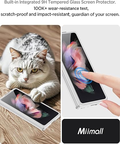 Miniatura 3 de Miimall Funda compatible con Samsung Galaxy Z Fold 3, Z Fold 3 con protección magnética de bisagra y soporte ultrafina Funda protectora de