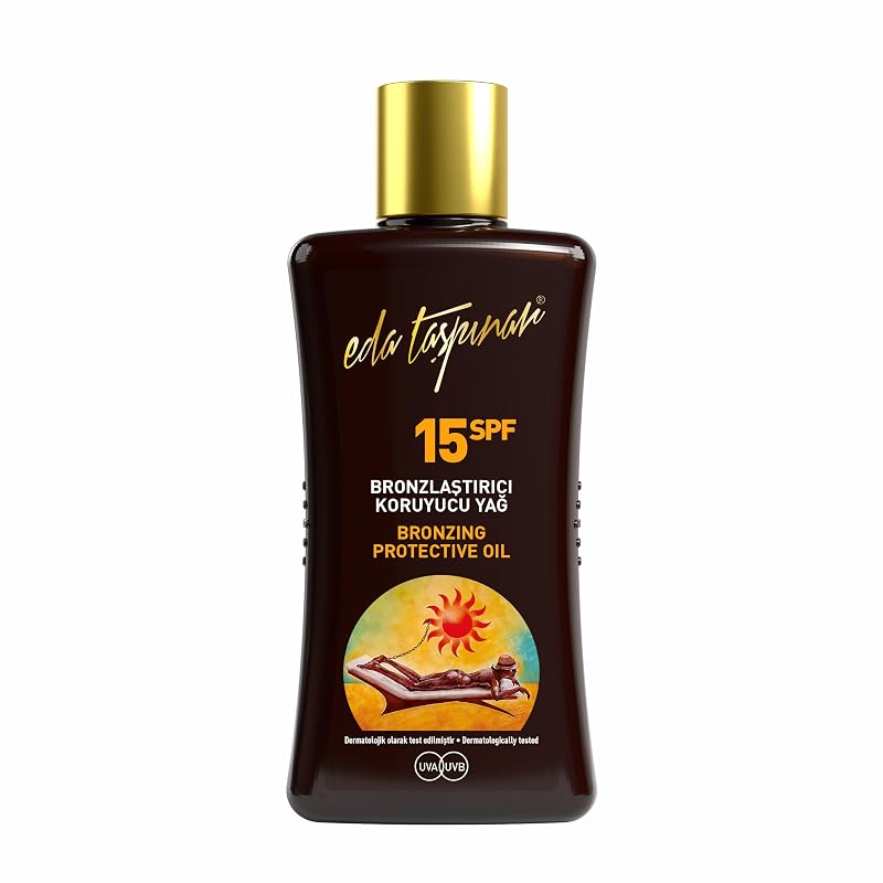Óleo protetor bronzeador Eda Taşpınar com designação técnica SPF 15, 200 mL