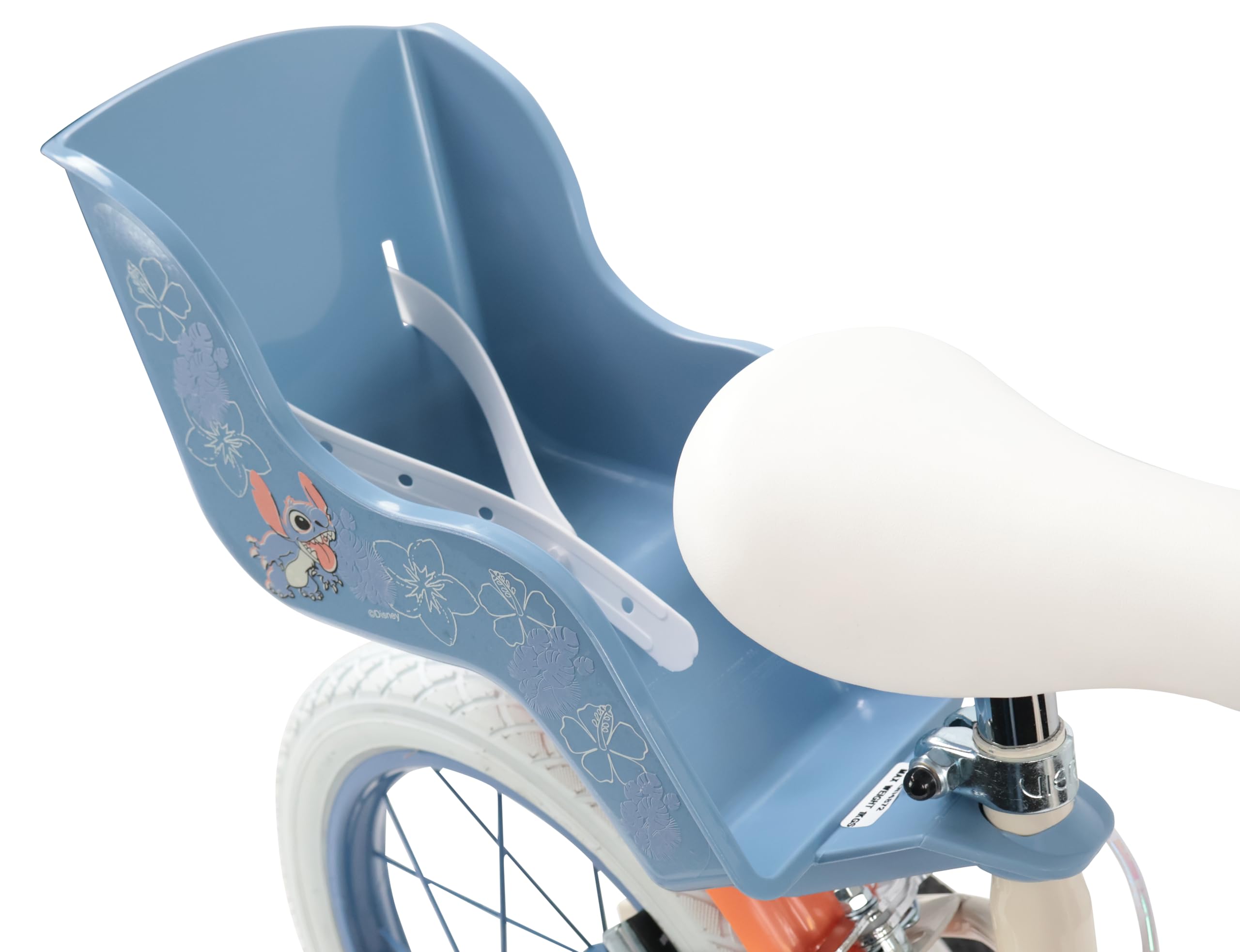 Denver Bike Bicicletta Bambina 16 Pollici Licensed Stitch, 4-6 Anni, Rotelle Removibili, Freni Caliper Anteriore/Posteriore, Telaio Acciaio, Ruote Gonfiabili, Trombetta e Portabambola