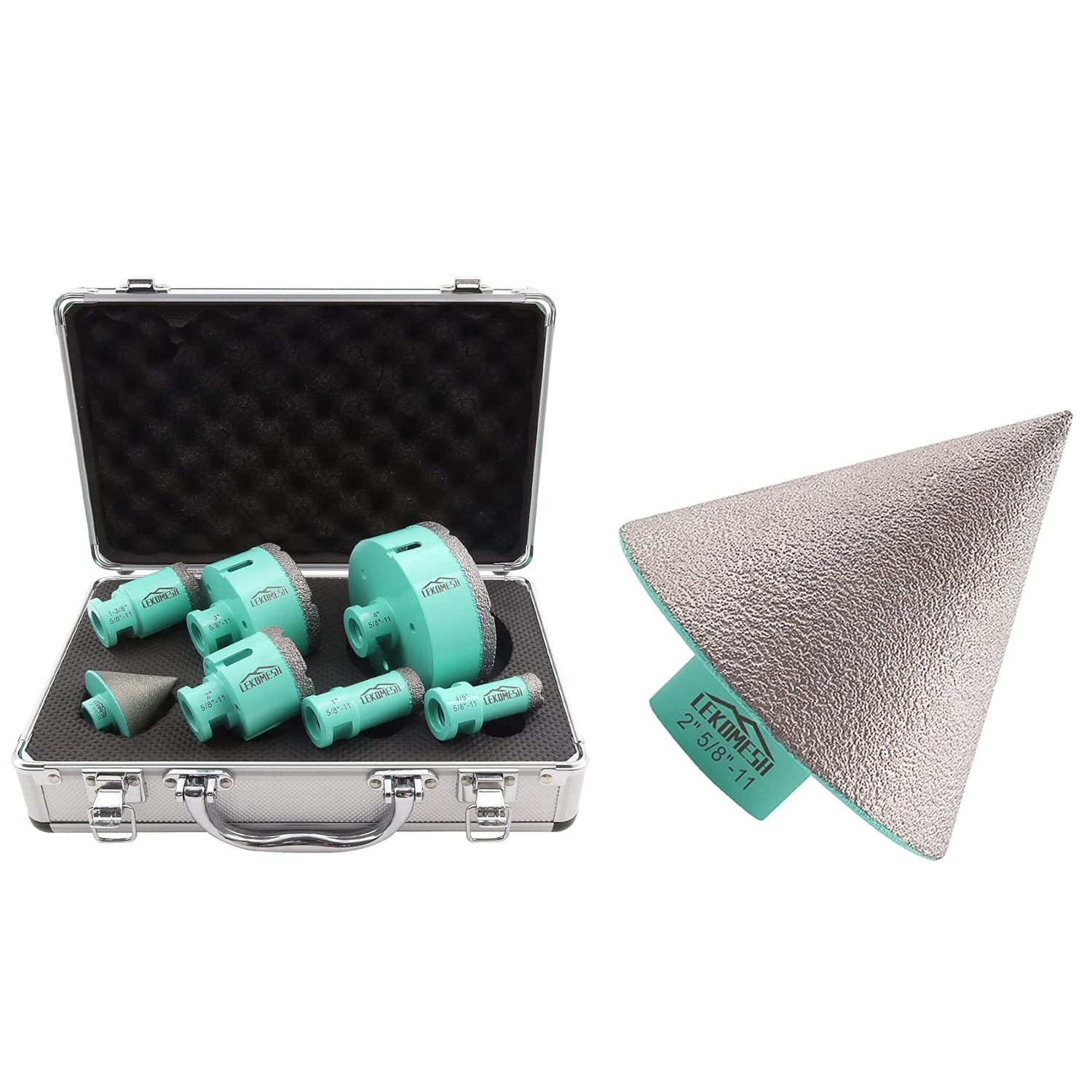 LEKOMESH Diamond Core Drill Bits Set Tile Hole Saw Kit for Porcelain