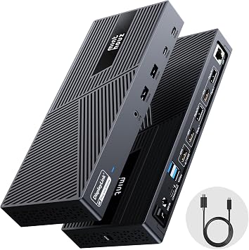 Minthouz DisplayLink Docking Station Triple Monitor 4K@60Hz, 14-in-1 USB C Dock for MacBook Dell HP Lenovo, 160W Adapter,100W PD Charging for Thunderbolt 5/4/3, 3HDMI,2DP, 6 USB A/C, LAN, Audio