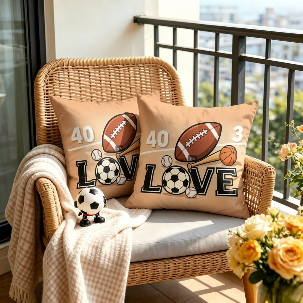 Love All Sports Throw Pillow Cover, Linen Cushion Cover-12x12