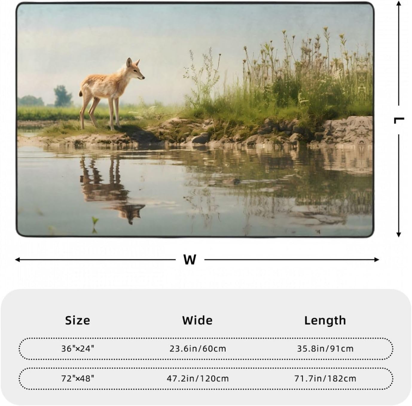 Clear River Picture Anti-Slip Floor mat Carpet Rug 72"x48" for Living Room Office Coffee Table Bed Balcony