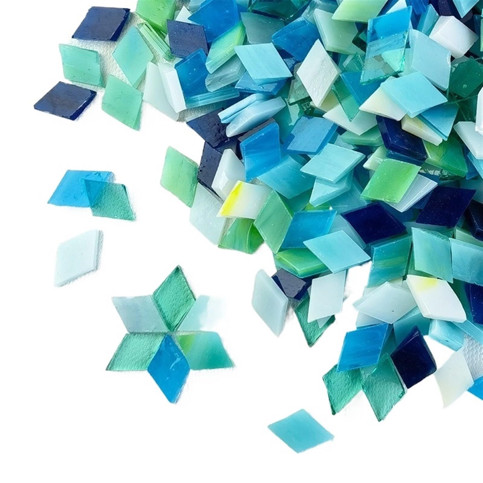 Mosaic Pieces 115g/4oz (Approx. 200pcs) Rhombic Mica Mosaic Tiles Translucent Micaceous Tile DIY Craft Materials Candleholder/Lampshade/Window for Home Garden Decoration Art Projects(Color 8)