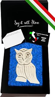 Stone Grandad Owl Handmade in Italy - Symbol of Wisdom, Truth, Attention to Detail, Honor & Intuition - Gift Box & Blank Message Card Incl - Retirement Graduation Good Luck Him Her