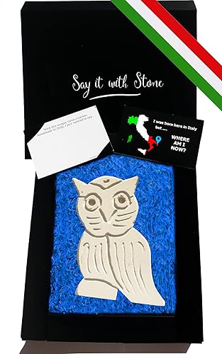 Valentines Day Gifts For Her Him Stone Grandad Owl Handmade in Italy Symbol of Wisdom Truth Attention to Detail Honor  Intuition Gift Box  Blank