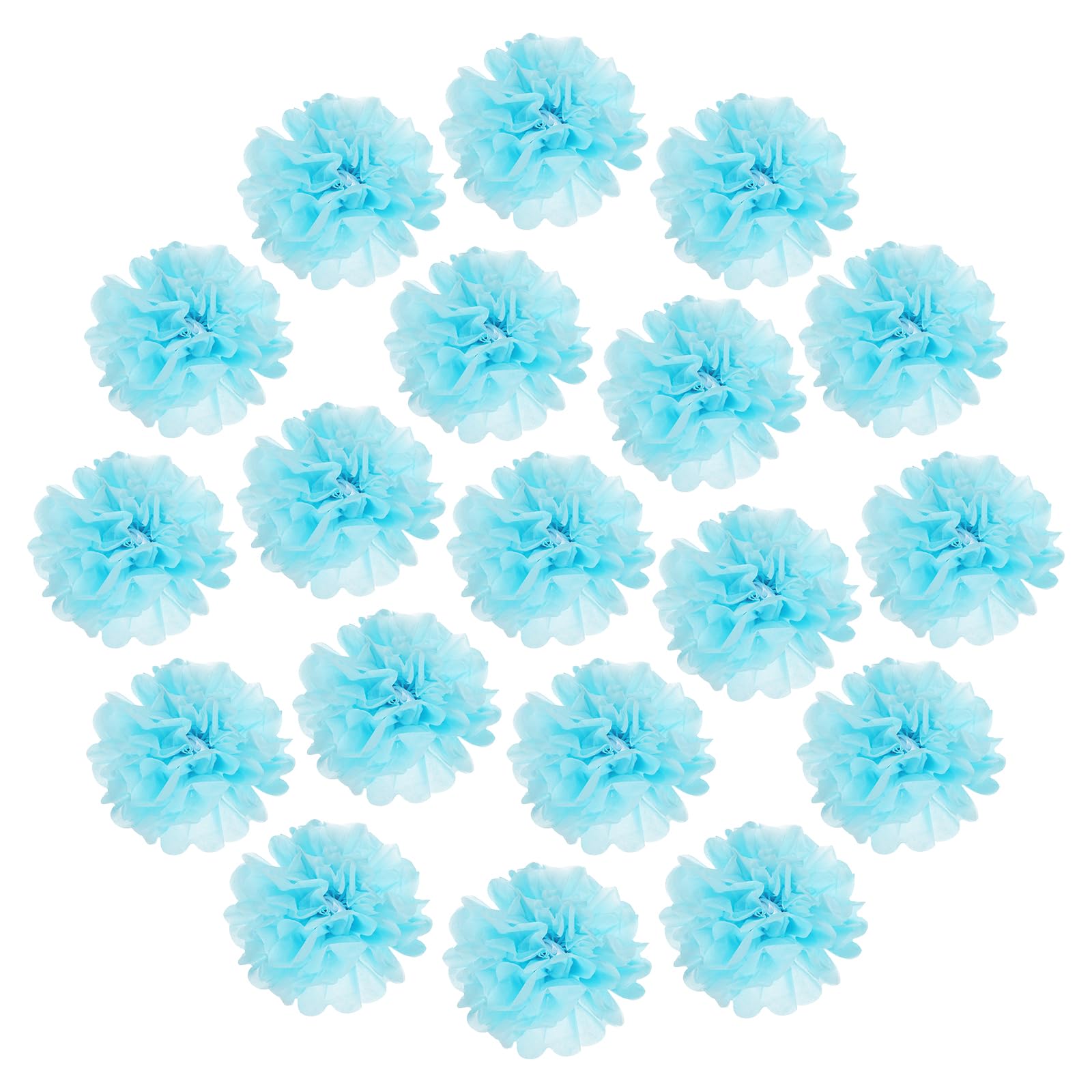 sourcing map 20Pcs Tissue Paper Pom Poms, 25cm Colorful Large Paper Flowers Wall Decorations for Fiesta Party Birthday Wedding Light Blue