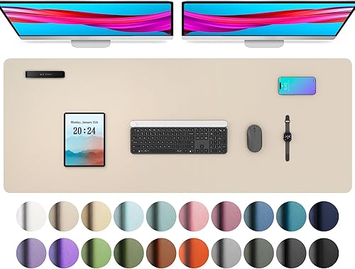 Miniatura 228 de Aothia Protector de escritorio de cuero, alfombrilla para mouse, alfombrilla de escritorio de oficina, antideslizante, de piel sintética, Agua,Azul