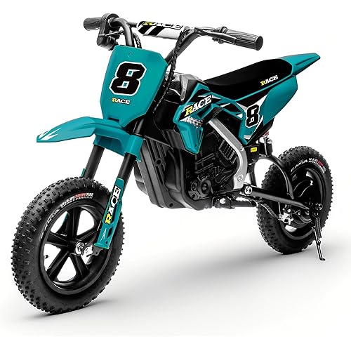 24V Electric Dirt Bike for Kids, 250W Electric Motorcycle 11 Mph Max Speed Electric Motorcycle Mini Bike with Music, 10 Miles Range, Twist Grip Throttle, Metal Suspension, Rubber Tires (Dark Green)