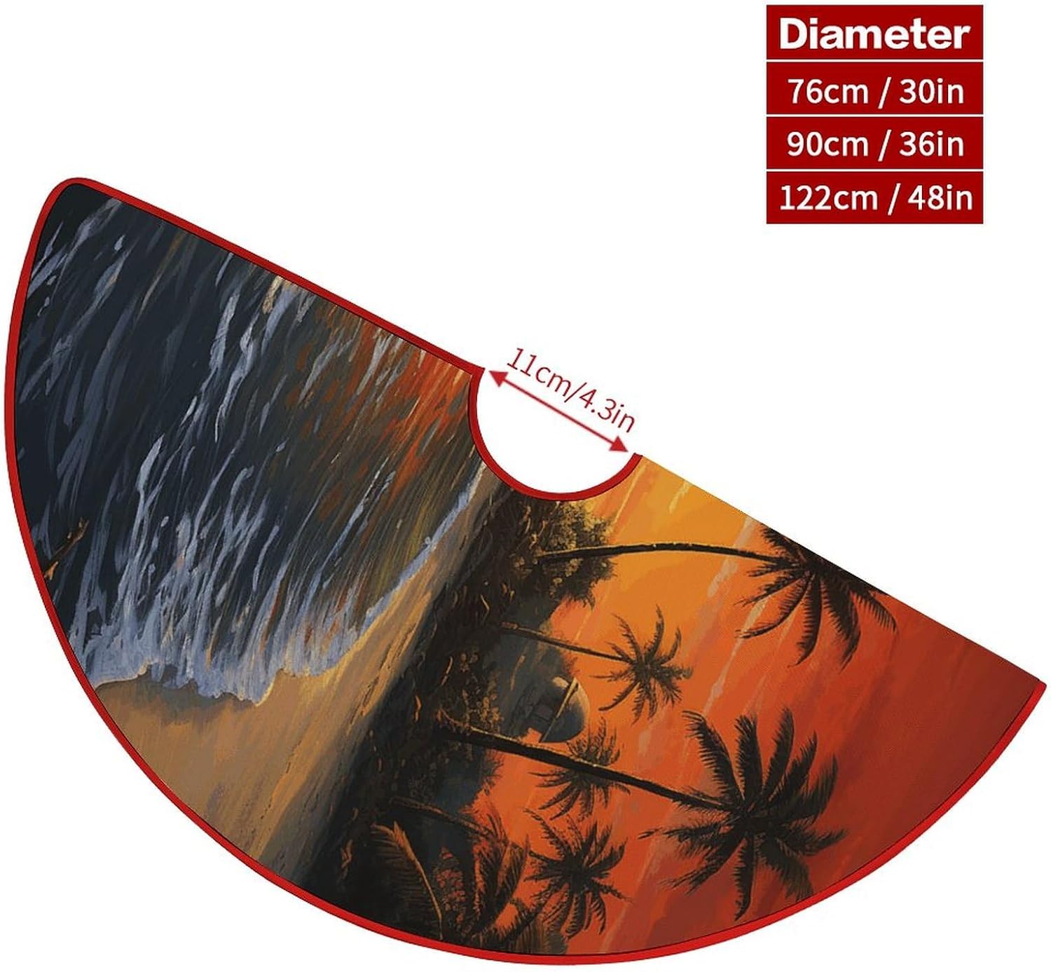 Christmas Tree SkirtPalm Tree Sun Landscapeclassic Fashion Tree Skirt Painted Multifunctional Christmas Tree Skirt