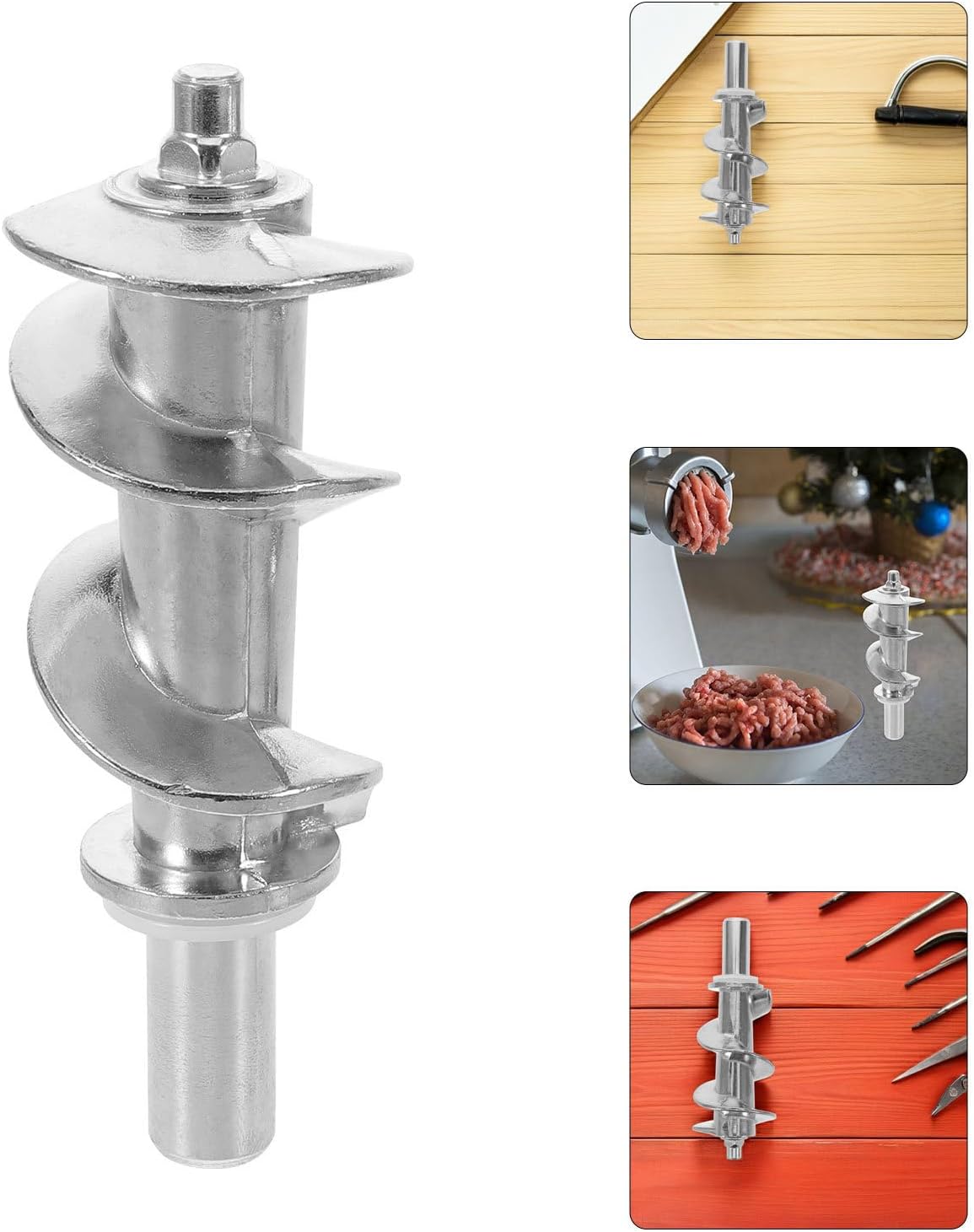Meat Grinder Screw Replacement Attachment Aluminium Alloy 2pcs | Silver Finish, Stable Performance, Smooth Operation, Universal Compatibility