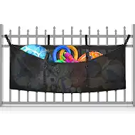 Pool Float Storage Bag, Extra Long 70"/78" Foldable Hanging Organizer Mesh for Pool Side Fence, Adjustable Swimming Outdoor Toy Storage for Floats, Balls, Inflatable Toys & Accessories (70")
