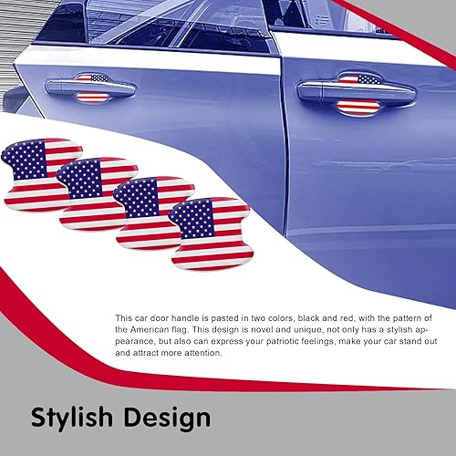 Miniatura 6 de leediga 4 piezas de película protectora antiarañazos para manija de puerta de automóvil, 3.7 x 3.3 pulgadas, decoración patriótica de bandera
