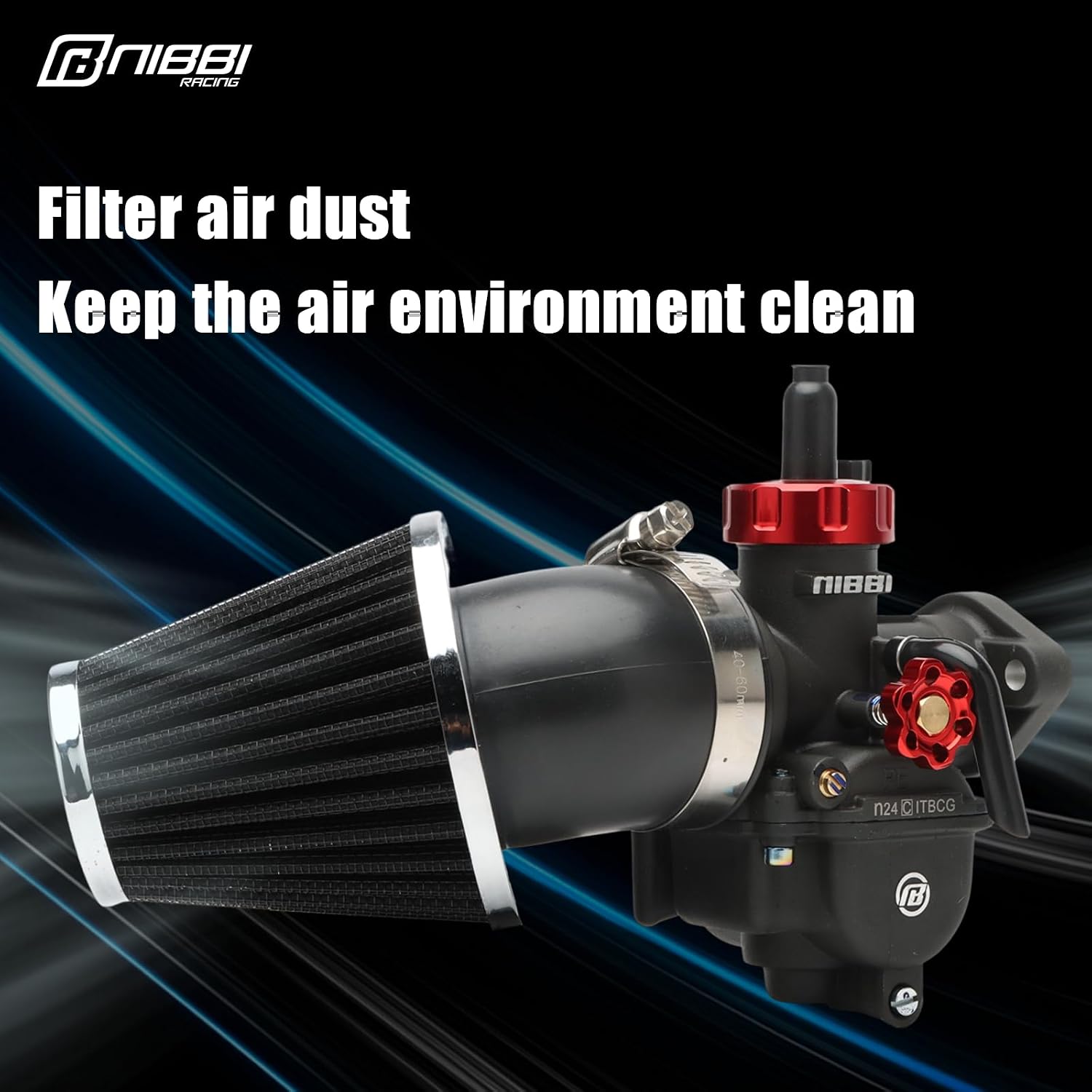 NIBBI Air Filter, 48mm Air Filter - for Dirt Bike Mini Bike Pit Bike Motocross GY6 ATV