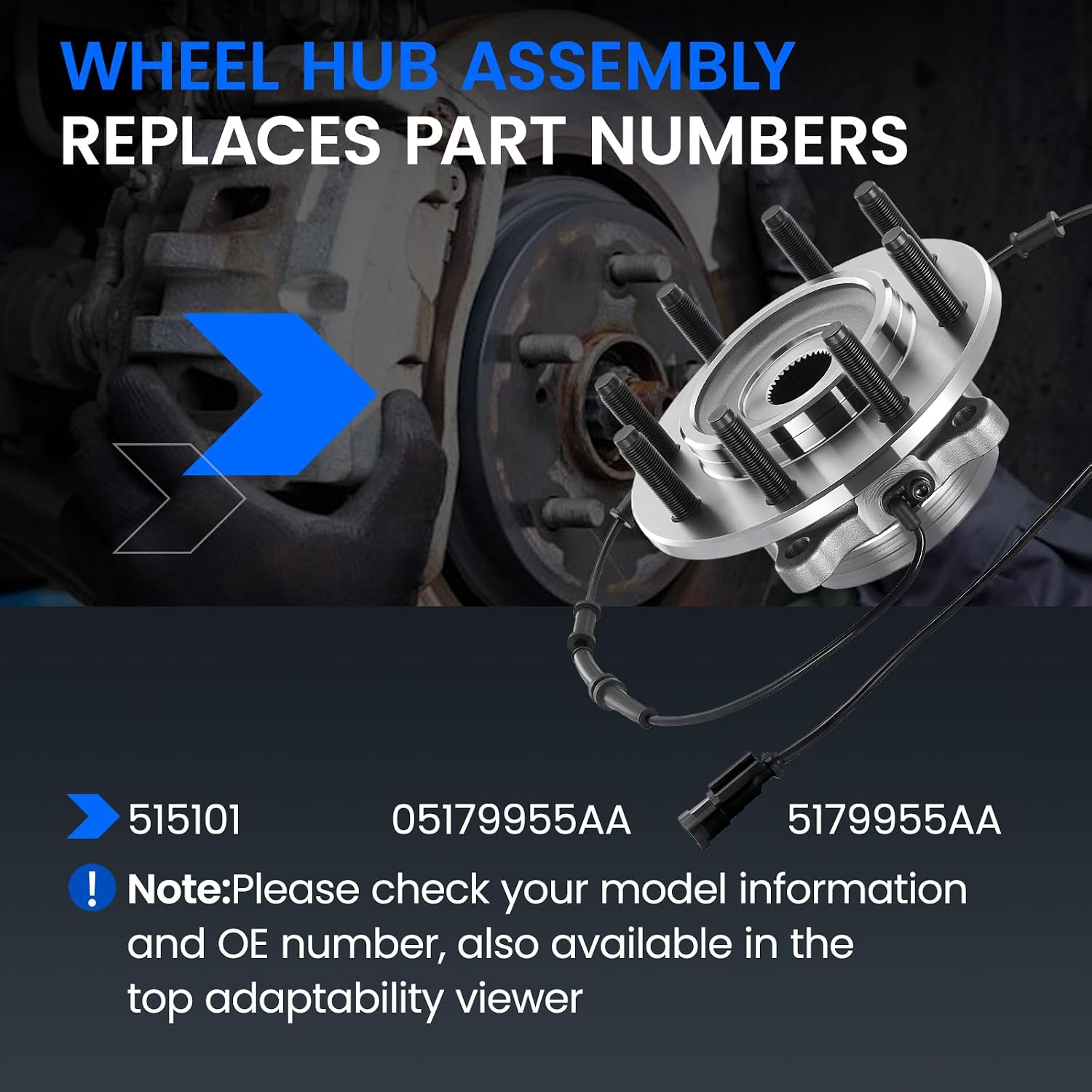 515101 Front Wheel Bearing and Hub Assembly Compatible with Dodge Ram 2500 3500 2006-2008 5.7L 5.9L 6.7L, Compatible with Dodge Ram 1500 2006-2008 3.7L 4.7L 5.7L, 2PCS
