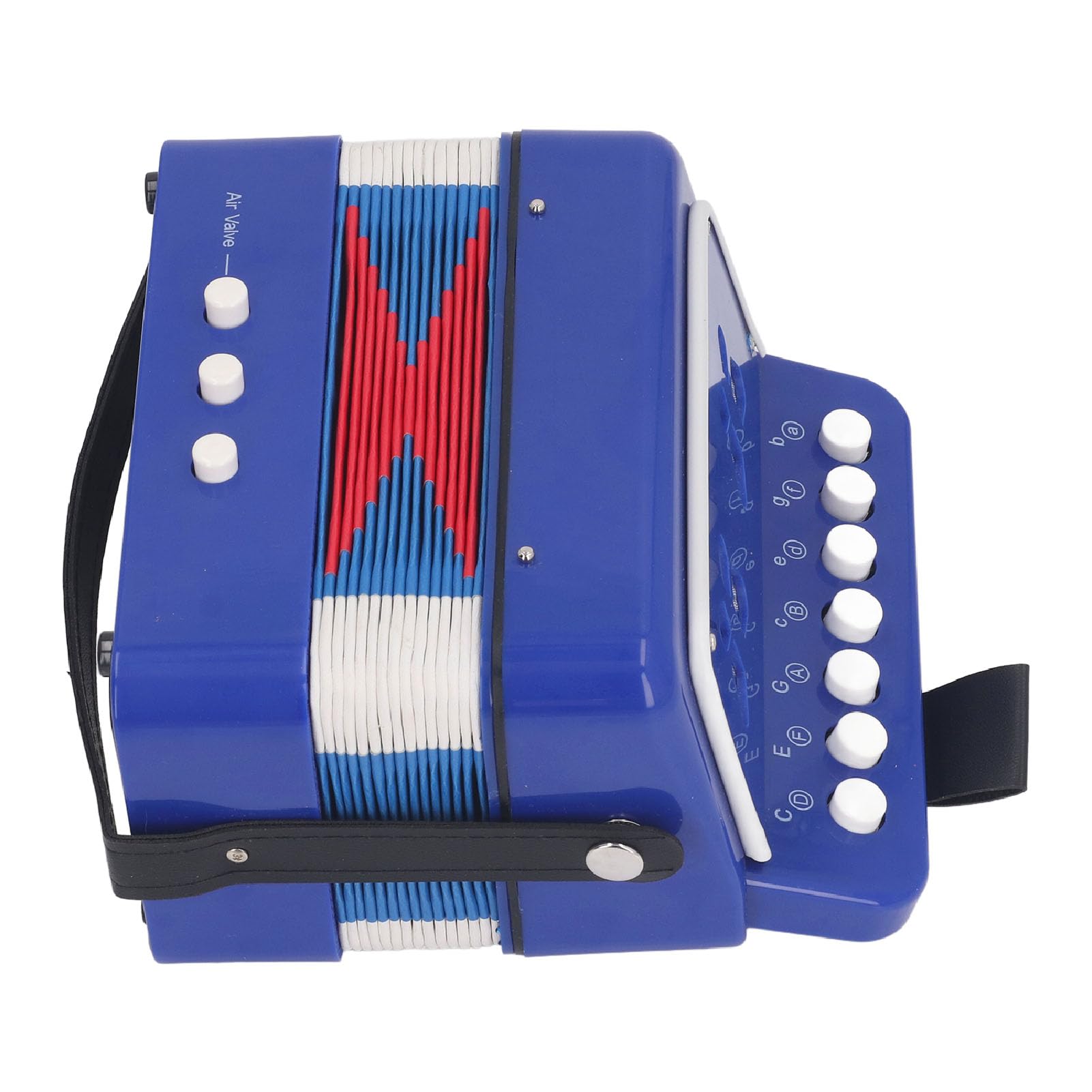 Accordéon à 7 Touches, Accordéon à Boutons pour Débutants, Flexible, Ne Tombe Pas, Sûr, 2 Basses, Gain de Place avec Boucle de Ceinture pour la Pratique (BLUE)