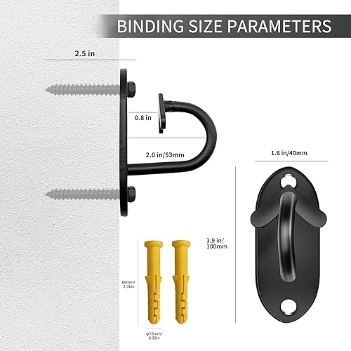 Miniatura 2 de TUOSHUNGE Anclajes de pared de banda de resistencia, ganchos de montaje en pared para entrenamiento, estación de ejercicio de gancho montado en el