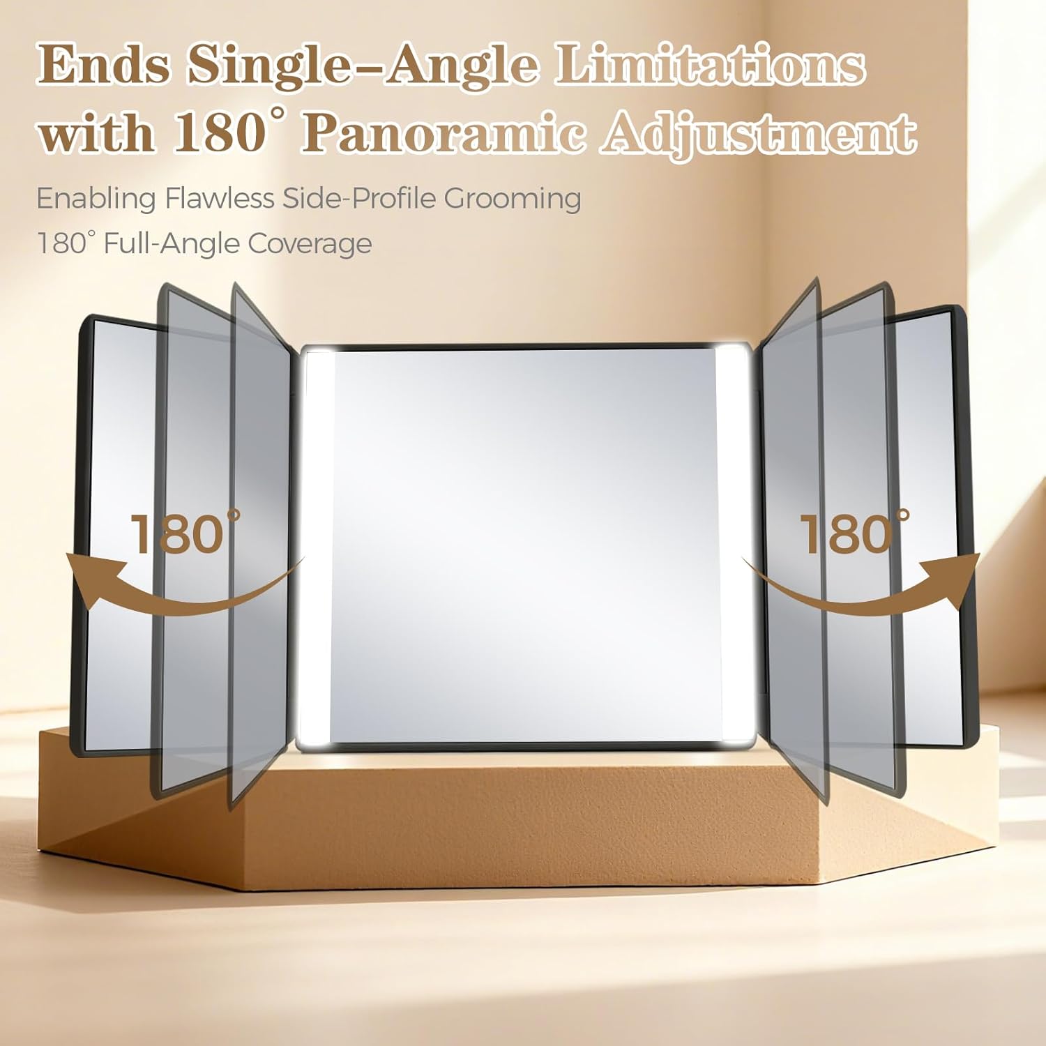 Car Vanity Makeup Mirror with 3 Way Lights, Present Gift Set For Women, Sun Visor Mirror For Truck Visor, Car Accessories For Women, LED Modes - Rechargeable Dimmable Touch & Foldable Design