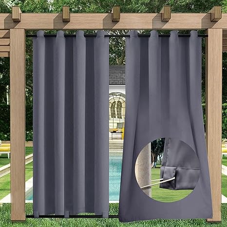 Hiseng Outdoor Vorhang Wetterfest - Sichtschutz Für Balkon & Terrasse | 132x213 Cm Schwarz-Weiß