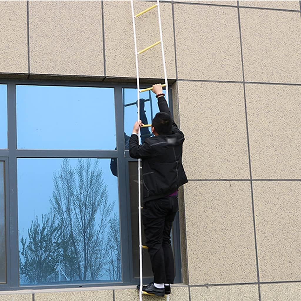 Rope Ladder,Safety Ladder Emergency Ladders for Homes The Fire Escape Ladder is Used for Fire Drills, Non-Slip Resin Rope Ladder/Yellow/6M/19.6Ft
