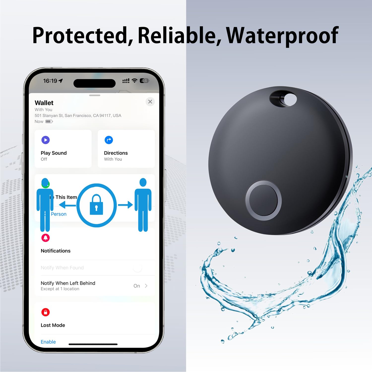 Eelexa Smart Tag, Air Tracker bagagli Tracker, funziona con Apple Find My (solo iOS), localizzatore di oggetti per chiavi, bagagli, zaino, portafoglio, impermeabile IP67, confezione da 2