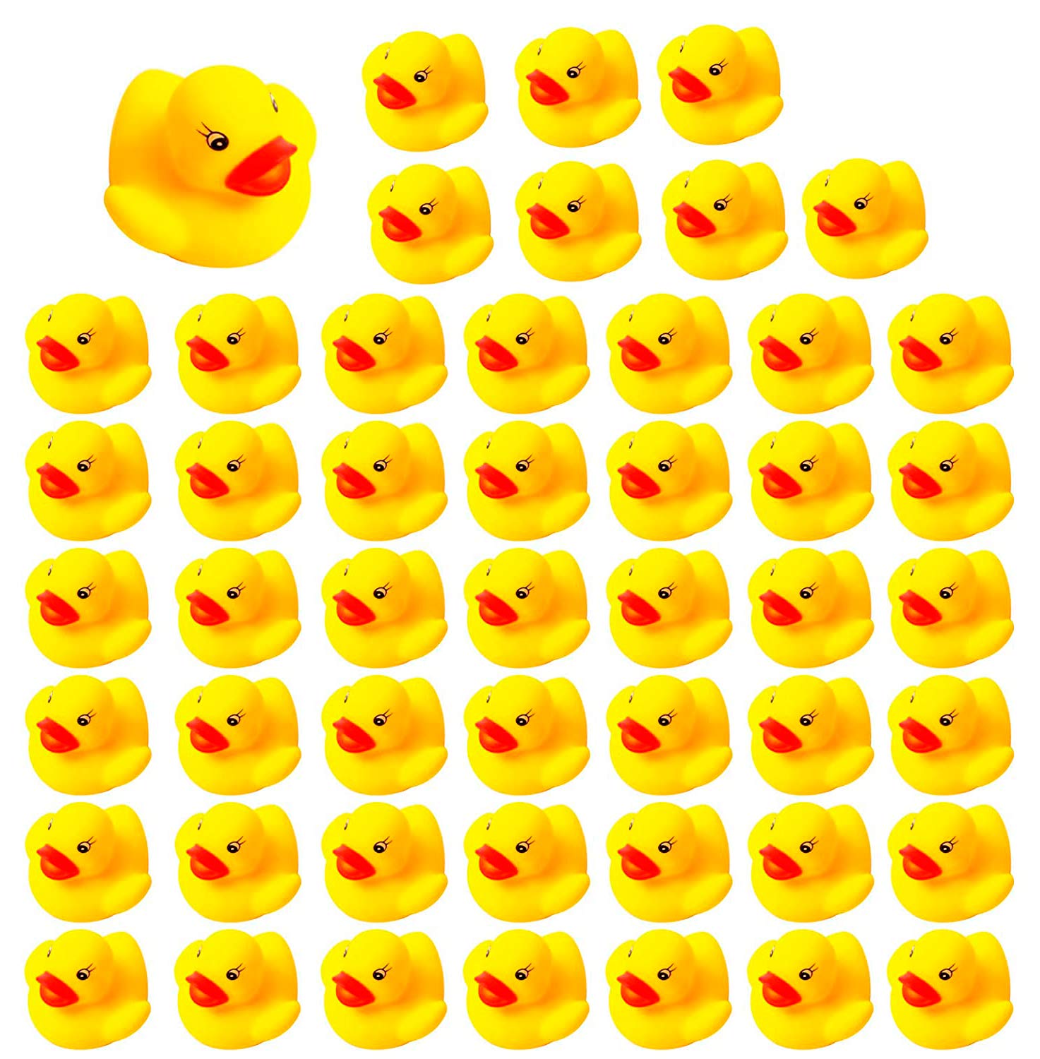 50 Pack Mini Yellow Rubber Ducky Float Duck Baby Bath Toy for Kids, Baby Shower Time Birthday Party Favors